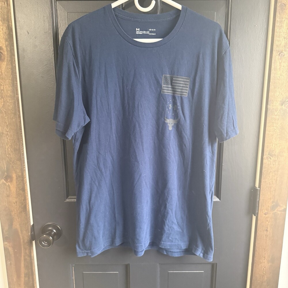 Under Armour Project Rock X Blue Veterans Day 11.11.11 Shirt Large